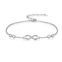 TOUPOP 925 Sterling Silver Infinity Anklet Adjustable Ankle Bracelet Gift for Women-undefined