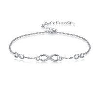 TOUPOP 925 Sterling Silver Infinity Anklet Adjustable Ankle Bracelet Gift for Women-undefined