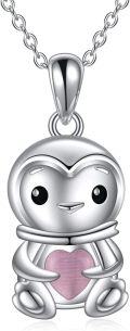 wholesale 925 Sterling Silver Penguin Heart-Shaped Pendant Necklace - Gifts for Women-0-0