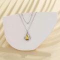 wholesale  sterling silver yellow citrine triangle pendant necklace for women ( chars)-0-3