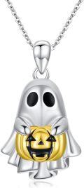wholesale 925 Sterling Silver Ghost Pumpkin Pendant Necklace-0-0