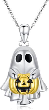 wholesale 925 Sterling Silver Ghost Pumpkin Pendant Necklace-Ghost-Pumpkin