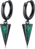 wholesale 925 Sterling Silver Green Stone Triangle Drop Earrings for Women Punk Style s-0-0