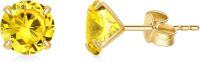wholesale 14K Yellow Gold Simulated Diamond Stud Earrings-11-November-Citrine