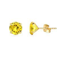 wholesale 14K Yellow Gold Simulated Diamond Stud Earrings-11-November-Citrine