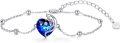 wholesale 925 Sterling Silver Blue Crystal Moon & Heart Charm Bracelet Austrian Elements Jewelry for Women Girls Gift-0-0