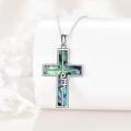 wholesale 925 Sterling Silver Abalone Shell Inlay Cross Pendant Necklace Jewelry for Women and Men-0-4