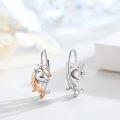 wholesale 925 Sterling Silver Unicorn Head Leverback Earrings for Kids and Adults - Unique Animal Design with Crown Accents-0-2
