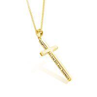 wholesale 925 Sterling Silver Cross Pendant With Blue Opal And Philippians Inscription-Gold