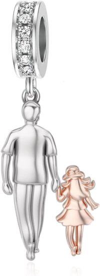 wholesale 925 Sterling Silver Family Love Charm Bracelet for Daughter Mother Lover - Birthday Valentine's Day Gifts-02-Silver Rose Gold