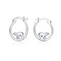 wholesale 925 Sterling Silver Polar Bear Animal Design Huggie Hoop Earrings-0-0