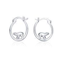 wholesale 925 Sterling Silver Polar Bear Animal Design Huggie Hoop Earrings-Bear