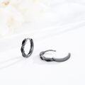 wholesale 925 Sterling Silver Black Onyx Twist Design Hoop Earrings - Punk Gothic Style Jewelry for Women & Men-0-5