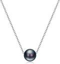 wholesale 925 Sterling Silver Chain with Black Pearl Pendant Necklaces for Women Gifts-0-0