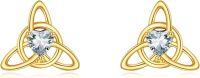 wholesale 14K Gold Emerald Opal Celtic Knot Stud Earrings Lucky Triangle Jewelry-Celtic Knot Earrings White Crystal