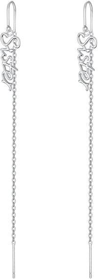 wholesale 925 Sterling Silver Threader Earrings with Long Chain and Dangle Design for Women & Girls-Sister