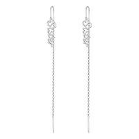 wholesale 925 Sterling Silver Threader Earrings with Long Chain and Dangle Design for Women & Girls-Sister