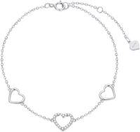 wholesale 10K Gold 3 Hearts Diamond Anklet for Women - 10K Gold Jewelry-10K White Gold
