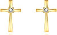 wholesale 18k Yellow Gold Plated Cross Stud Earrings with Cubic Zirconia - Religious  for Her-Cross-A