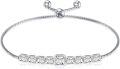 wholesale TOUPOP Bracelet For Women Sterling Silver Classic Birthstone Tennis Bracelet With Fashion Jewelry Gifts For Women Teen Girls Friend Birthday | Adjustable Silder (d-04-april-white Zirconia), 7+2 -0-0