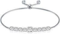 wholesale TOUPOP Bracelet For Women Sterling Silver Classic Birthstone Tennis Bracelet With Fashion Jewelry Gifts For Women Teen Girls Friend Birthday | Adjustable Silder (d-04-april-white Zirconia), 7+2 -undefined
