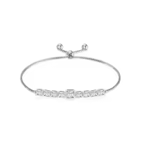 TOUPOP Sterling Silver White Zirconia Adjustable Tennis Bracelet-undefined