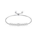 TOUPOP Sterling Silver White Zirconia Adjustable Tennis Bracelet-0-0