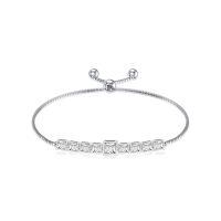 TOUPOP Sterling Silver White Zirconia Adjustable Tennis Bracelet-undefined