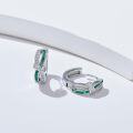 wholesale Silver Emerald & Cubic Zirconia Hoop Earrings 15mm 925 Sterling Silver  for Her Him-0-2