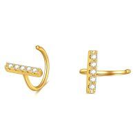 wholesale Gold 14k Diamond Studs Minimalist Bar Drop Earring Set Elegant Gift for Her-Bar