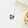 wholesale 925 Sterling Silver Metal Blue Crystal Celtic Knot Heart Pendant Necklace - Irish s for Women-0-2
