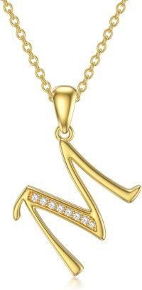 wholesale 14K Gold Moissanite A Z Initial Necklace for Women 16+2 -M