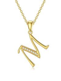 wholesale 14k Yellow Gold Lab Diamond Initial Letter Necklace Wholesale With Chain-M