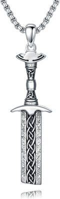 wholesale 925 Sterling Silver Celtic Knotwork Sword Dagger Pendant Necklace for Men-0-0