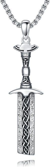 wholesale 925 Sterling Silver Celtic Knotwork Sword Dagger Pendant Necklace for Men-C01