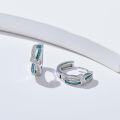 wholesale 925 Sterling Silver Turquoise & Cubic Zirconia Hoop Earrings 15mm - Hypoallergenic  for Women and Men-0-2