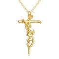 wholesale 14K Gold Rose Flower Cross Pendant Necklaces Christian s for Women-0-0