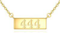wholesale Gold 444 Bar 925 Sterling Silver Angel Number Pendant Necklace Numerology -Angel Number