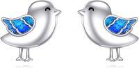 wholesale 925 Sterling Silver Blue Opal Bird Stud Earrings for Women Girls Minimalist  48x36mm-Bird