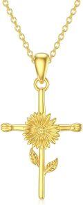 wholesale 14K Gold Sunflower Cross Pendant Necklace - Religious s for Women-0-0
