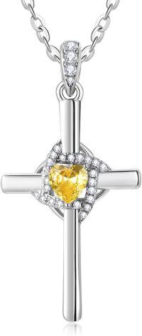 wholesale 925 Sterling Silver White Gold Plated Infinity Cross Birthstone Pendant Jewelry for Women-11-Nov Birthstone