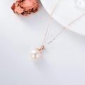 wholesale 14K Gold Chain with White Round Pearl Pendant Necklace for Women - 18 Length-0-9