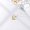 wholesale 14k Gold Mom Open Heart Pendant Necklace Cubic Zirconia Chain Jewelry For Women-0-5