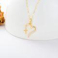wholesale 14K Gold Diamond Heart & Cross Pendant Necklace for Women-0-5