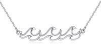 wholesale 925 Sterling Silver Ocean Wave Pendant Necklace for Women - Beach s-Silver