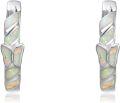 wholesale 925 Sterling Silver White Fire Opal Butterfly Huggie Hoop Earrings-0-0