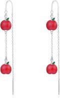 wholesale 925 Sterling Silver Red Apple Long Drop Earring Gift for Women Girls Jewelry Accessories-0-0