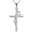 wholesale 925 Sterling Silver Cross Pendant With Floral Design-0-0