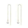 wholesale 14k/18k Solid Gold Long Threader Earrings with Pearl Dangle Ear Line s-0-5