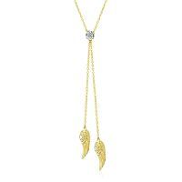 wholesale 925 Sterling Silver Blue Opal Angel Wings Pendant Necklace-02-Gold Plated